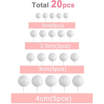 20 бр. Покрития за торти Бели Направи си сам топки от пяна Покрития за торти Вложки за кекс торта Декорации Годишнина от сватба Консумативи за рожден ден