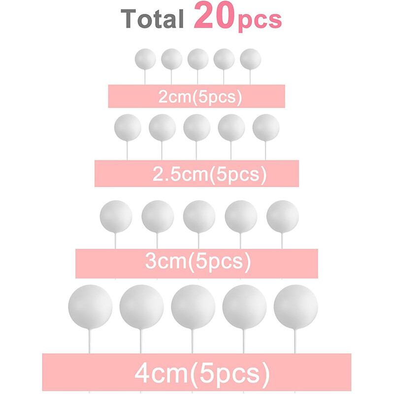 20 db-os tortafeltétek fehér barkácshabos golyós tortafeltétek Cupcake tortabetét díszítések házassági évforduló születésnapi parti kellékek