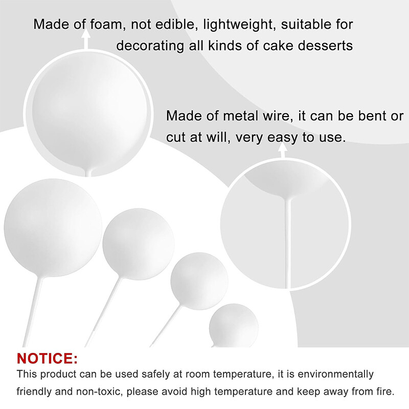 20 db-os tortafeltétek fehér barkácshabos golyós tortafeltétek Cupcake tortabetét díszítések házassági évforduló születésnapi parti kellékek
