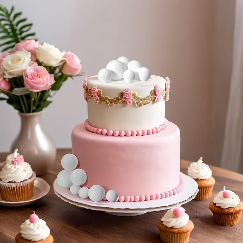 20 db-os tortafeltétek fehér barkácshabos golyós tortafeltétek Cupcake tortabetét díszítések házassági évforduló születésnapi parti kellékek