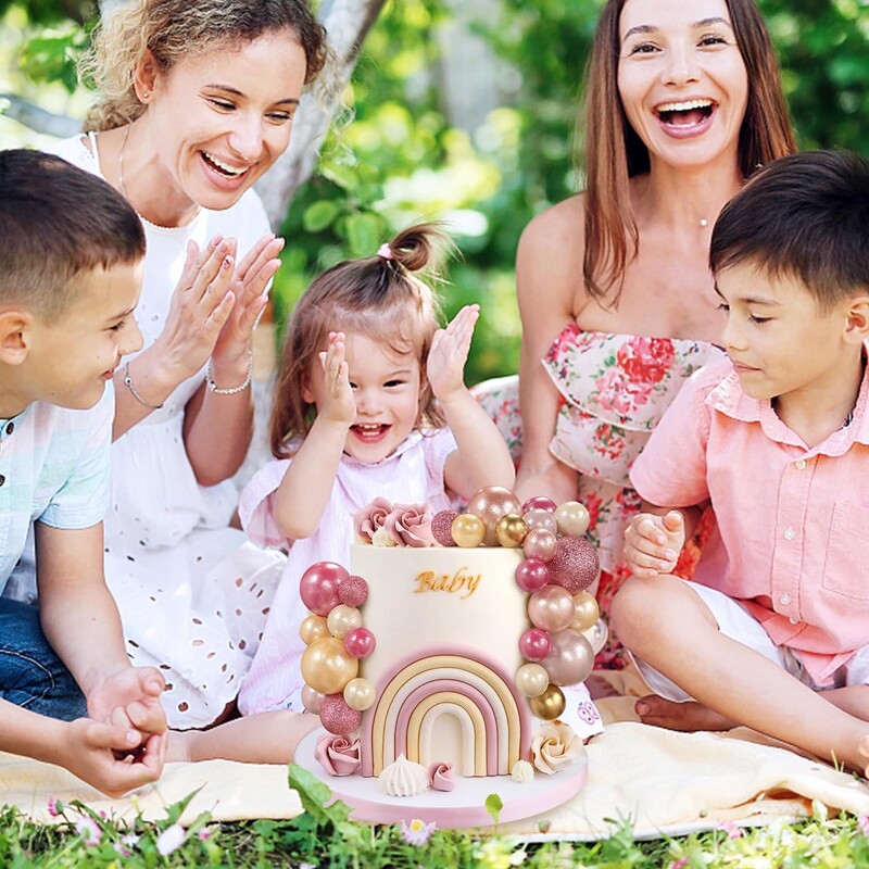 56 db golyós torta válogatás Színes golyó alakú tortafeltét Gyöngygolyók Cupcake tortabetét születésnapi party esküvői dekorációhoz