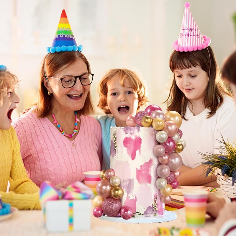 56 db golyós torta válogatás Színes golyó alakú tortafeltét Gyöngygolyók Cupcake tortabetét születésnapi party esküvői dekorációhoz