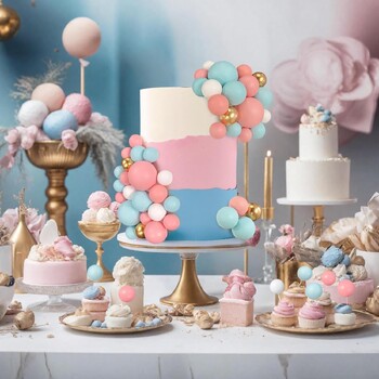 56PCS Ball Cake Picks Синя розова топка с форма на топка Перлени топки Вложка за торта Cupcake Topper за парти за рожден ден Сватбен декор