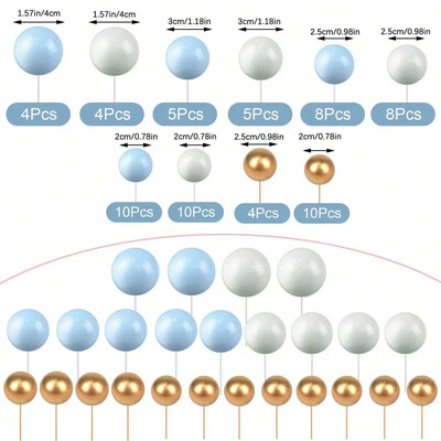 68 τμχ/σετ χρυσή μπάλα μίνι καπέλα κέικ με μπαλόνι με αφρό διακοσμημένα σφαιρικά καπέλα ένθετο τούρτας για πάρτι γενεθλίων και γιορτινή διακόσμηση