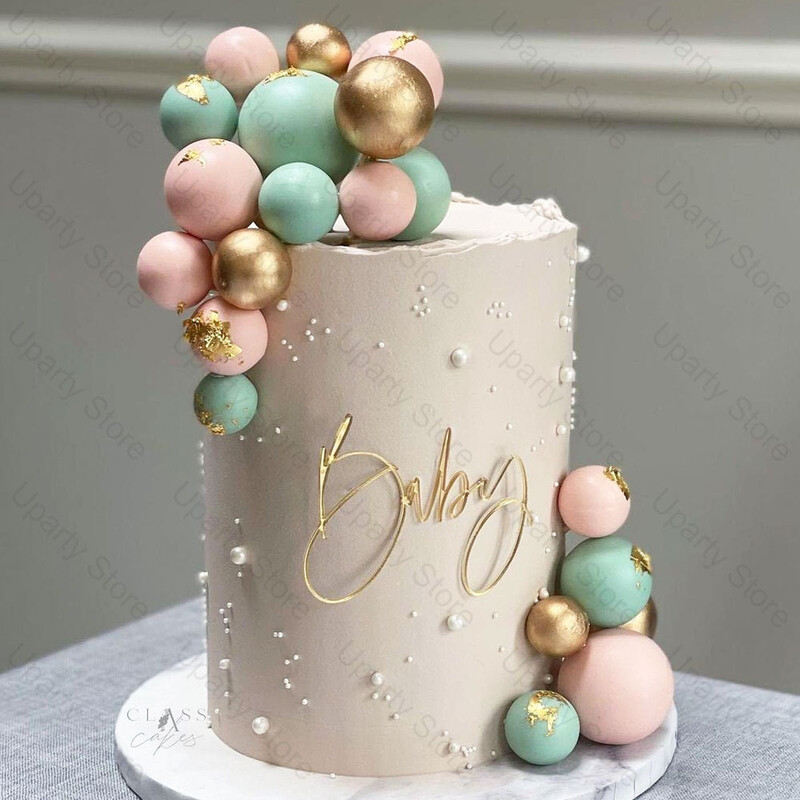 20 db Golyós tortafeltét fém ezüst arany 2-4 cm, különböző méretű színes golyós tortafeltétek Britthday esküvői karácsonyi dekorációhoz