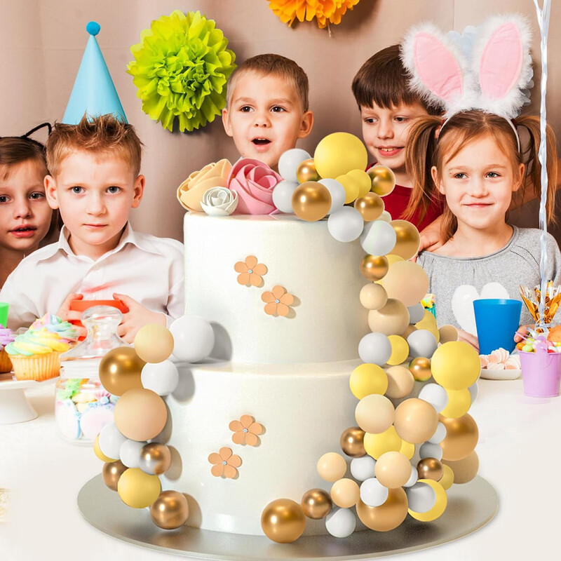 32db arany sárga tortadísz arany hab golyók barkácsbetét tortadísz babaváró születésnapi buli tortadísz