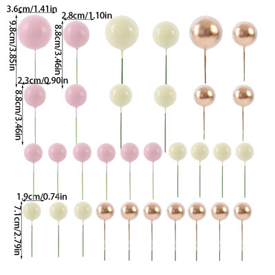 32 τεμ. Ροζ χρυσή μπάλα για τούρτες Mini balloon Cupcake Topper για πάρτι γενεθλίων γάμου Επιλογές κέικ διακόσμησης Εργαλεία ψησίματος Δώρο