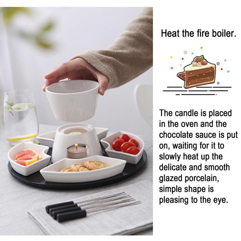 Sauce Fondue Elegáns kerámia fondü vajmelegítő készlet csokoládé sajtos karamellhez Magas hőmérsékletű, akár mártáshoz is
