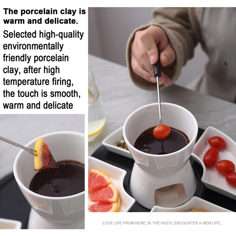 Sauce Fondue Elegáns kerámia fondü vajmelegítő készlet csokoládé sajtos karamellhez Magas hőmérsékletű, akár mártáshoz is