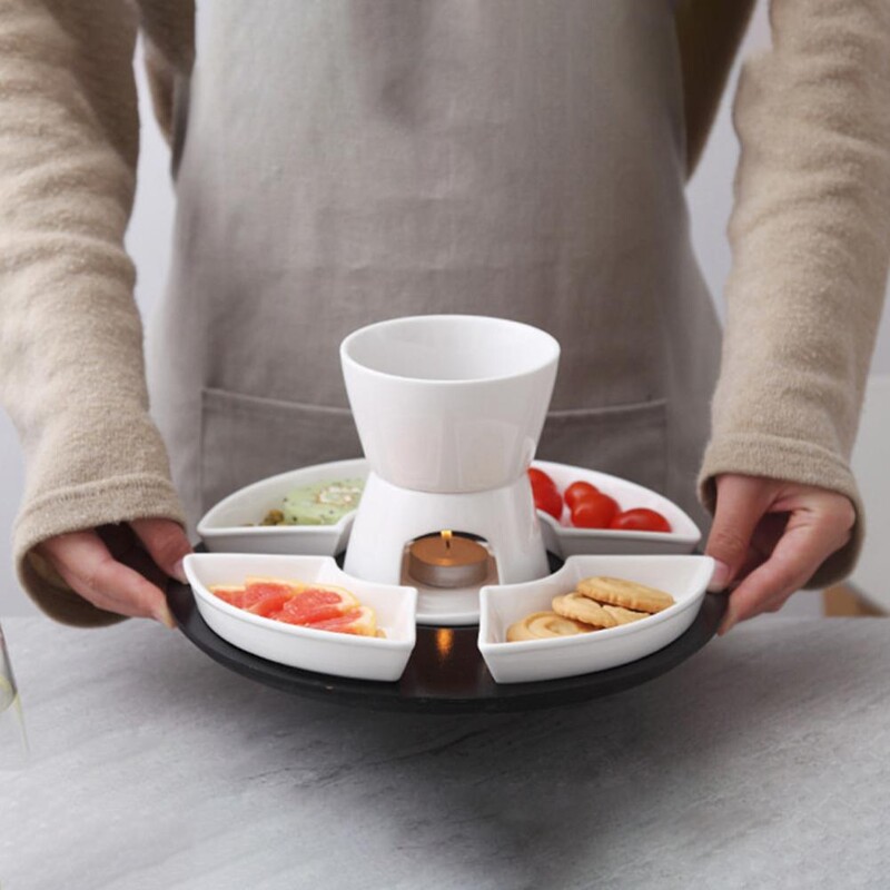 Sauce Fondue Elegáns kerámia fondü vajmelegítő készlet csokoládé sajtos karamellhez Magas hőmérsékletű, akár mártáshoz is