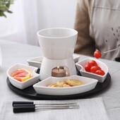Set Fondue de Ciocolata Elegant Ceramic Fondue de Ciocolata Set Incalzitor de Unt pentru Branza Caramel Unt La temperatura inalta pentru Ciocolata