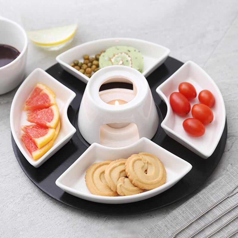 Set Fondue de Ciocolata Elegant Ceramic Fondue de Ciocolata Set Incalzitor de Unt pentru Branza Caramel Unt La temperatura inalta pentru Ciocolata