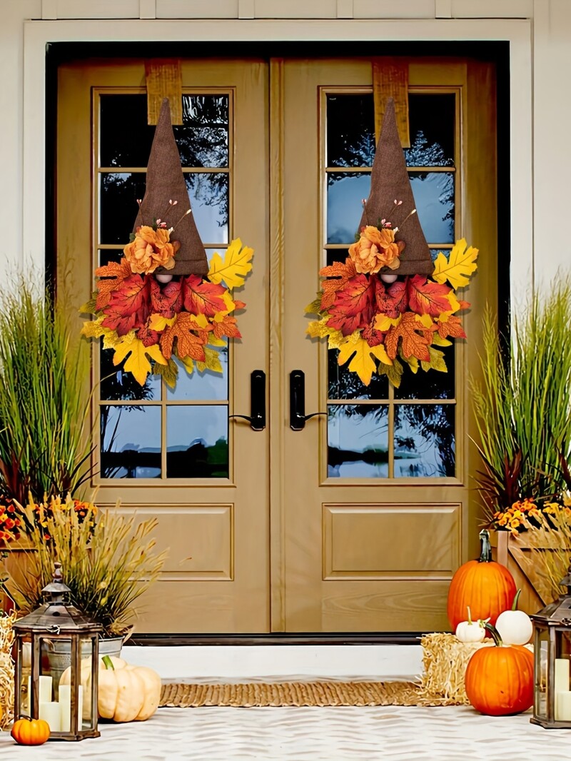 Őszi Szüreti Fesztivál baba juharlevél ajtó függő virág link napos dekoráció 1db