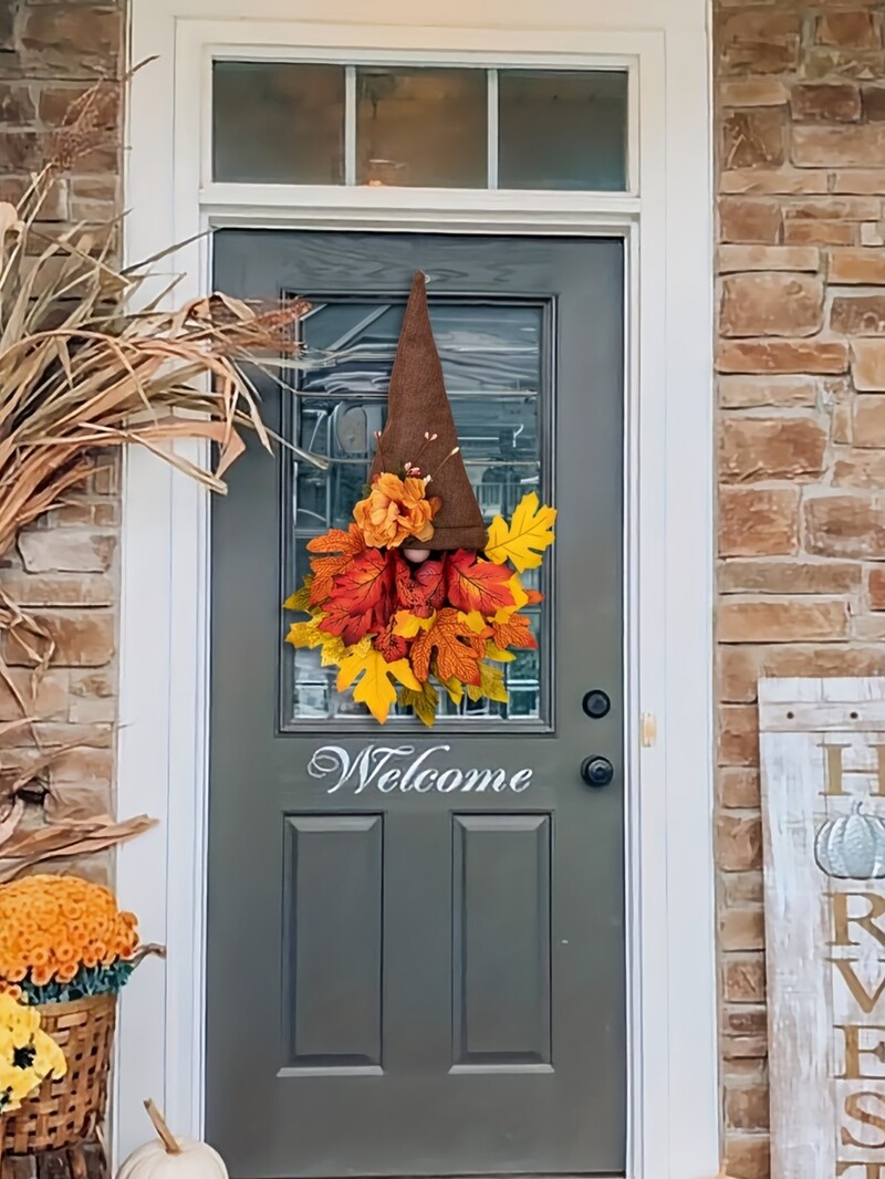 Őszi Szüreti Fesztivál baba juharlevél ajtó függő virág link napos dekoráció 1db