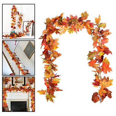 200cm Artificial Maple Leaf Fall Maple Garland Fall Leave Vine για διακόσμηση δωματίου Κήπος Γαμήλιο πάρτι Χριστουγεννιάτικη διακόσμηση