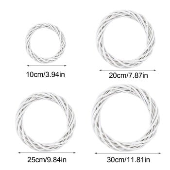 10-30CM Коледен пръстен от ратан Бял венец, гирлянда, Висящ пръстен от лоза Направи си сам Коледни орнаменти, Коледни парти декорации