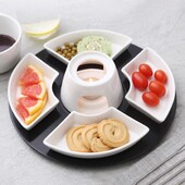 Încălzitor pentru fondue din ceramică Oală pentru fondue din ceramică Set elegant pentru încălzit unt pentru fonduă din ceramică pentru ciocolată, brânză, chiar pentru scufundare