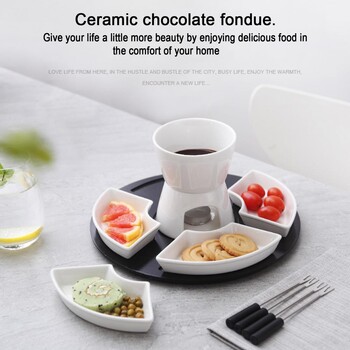 Ceramic Fondue Warmer Ceramic Fondue Pot Κομψό Κεραμικό Fondue Butter Warmer σετ για τυρί σοκολάτας για ακόμη και για βουτιές