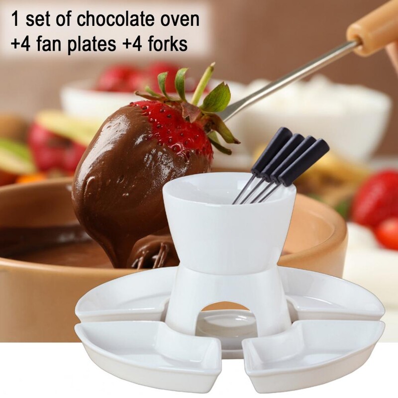 Încălzitor pentru fondue din ceramică Oală pentru fondue din ceramică Set elegant pentru încălzit unt pentru fonduă din ceramică pentru ciocolată, brânză, chiar pentru scufundare