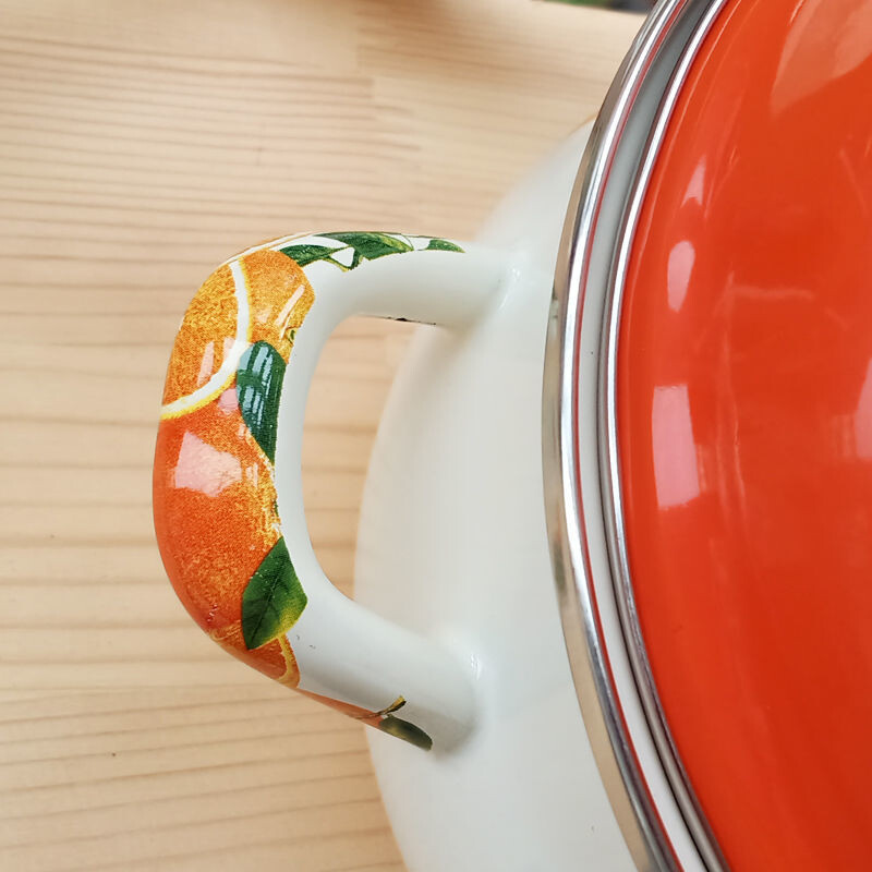 Narancssárga zománcozott bogrács, forró edény, főzőedény, konyhai cuccok konyhai edényekhez, indukciós nyílt láng, univerzális