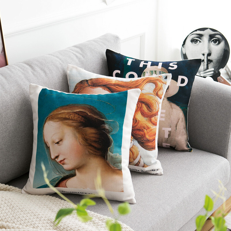 Irodalmi és művészeti olajfestő Kanapépárnák Autópárnák Párnák Logók céges ajándékokhoz