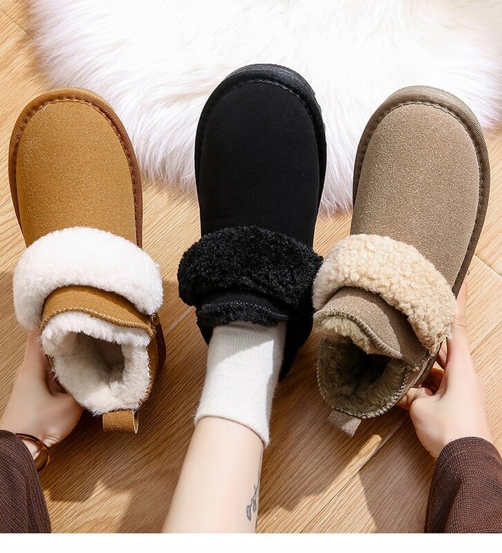 Hócsizma Női rövid csizma Vastag tél 2023 új stílusú lapos talpú papucs meleg plusz bársony rántott pamut cipő