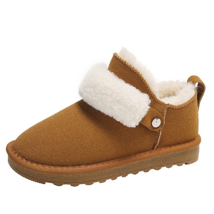 Hócsizma Női rövid csizma Vastag tél 2023 új stílusú lapos talpú papucs meleg plusz bársony rántott pamut cipő