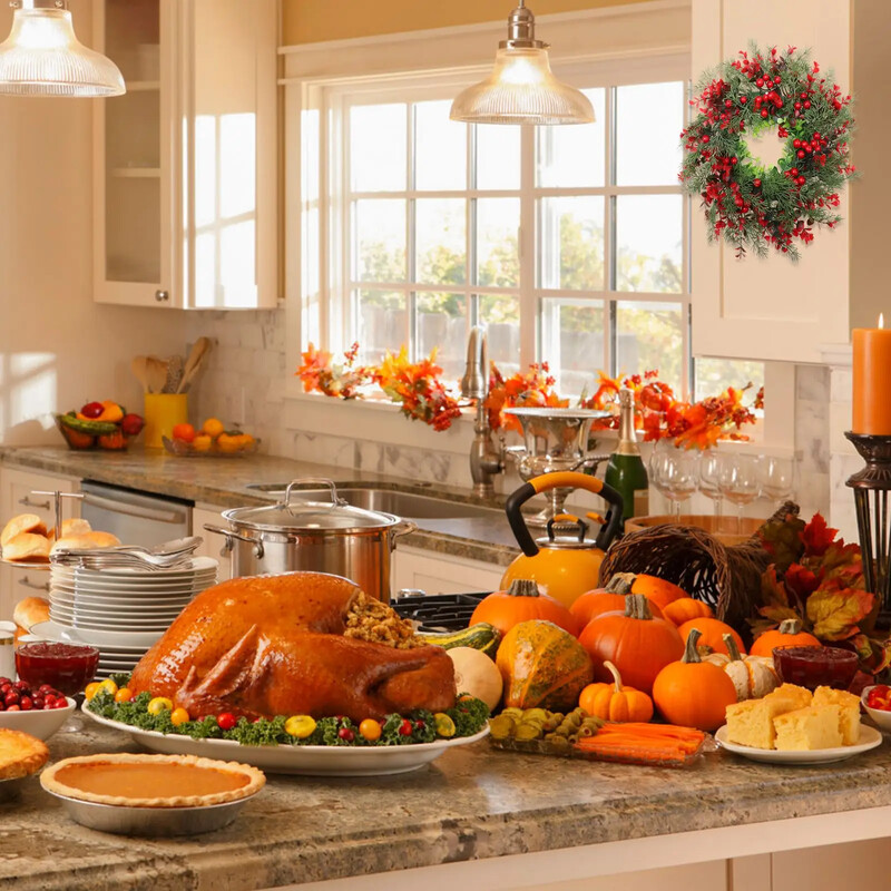 1db Téli Bogyó Koszorú Karácsonyi Koszorú Bejárati Ajtó Karácsonyi Koszorú Piros Bogyó Karácsonyi Dekoráció Ablakfal Díszekhez