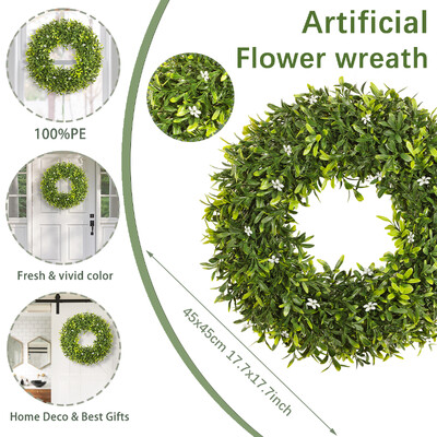 XIYA FLOWER Τεχνητά Λουλούδια Στεφάνι Φύλλο Ευκάλυπτου Λεβάντα Μιλάνο Πυξάρι Δαχτυλίδι Τεχνητό Φυτό Πλαστικό Υλικό Garden Deco