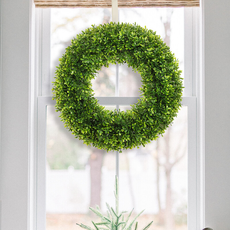 XIYA FLOWER Művirágok Koszorú Eukaliptusz Levél Levendula Milánó buxus gyűrű Műnövény Műanyag Kert Deco