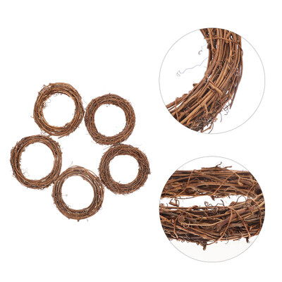 5 τμχ Δαχτυλίδι Garland Rattan DIY Halloween Dreamcatcher Making Rings Κρεμαστό 1200X1200X200CM Πλαίσιο Κρεμαστό στεφάνι καφέ