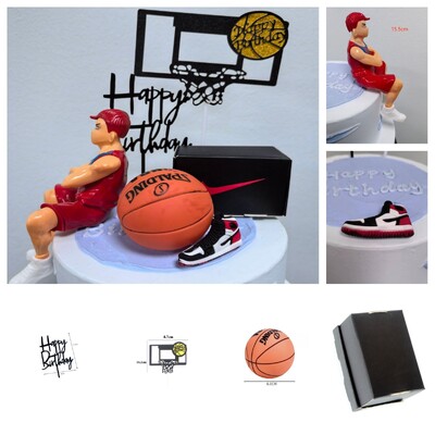 Θέμα μπάσκετ Happy Birthday Διακοσμητικό κέικ Cupcake Topper Cute Sport fans For Boys Party Dessert Cake Decorations Δώρο