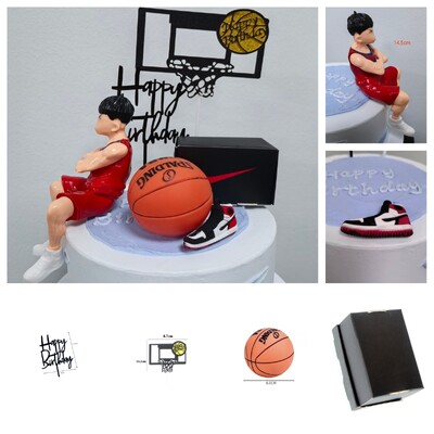 Θέμα μπάσκετ Happy Birthday Διακοσμητικό κέικ Cupcake Topper Cute Sport fans For Boys Party Dessert Cake Decorations Δώρο