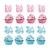 12Pcs Its A Boy Girl Cupcake Toppers Cake Επιλογές για Baby Shower 1ων γενεθλίων Φύλων Αποκάλυψη Διακοσμήσεις πάρτι