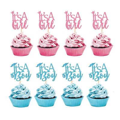 12Pcs Its A Boy Girl Cupcake Toppers Cake Επιλογές για Baby Shower 1ων γενεθλίων Φύλων Αποκάλυψη Διακοσμήσεις πάρτι