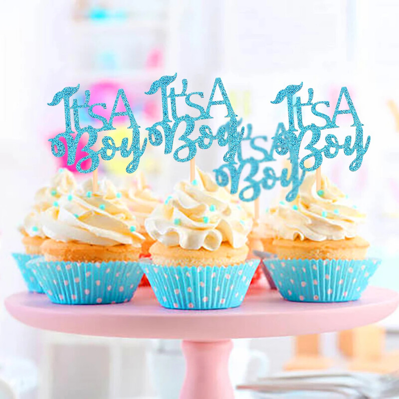 12 db It`s A Boy Girl Cupcake Toppers Tortaválogatás Baby Show-hoz 1. születésnap Neme Felfedi Party Dekoráció