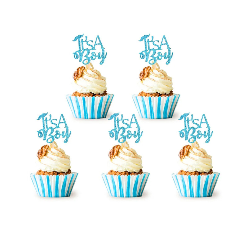 12 db It`s A Boy Girl Cupcake Toppers Tortaválogatás Baby Show-hoz 1. születésnap Neme Felfedi Party Dekoráció