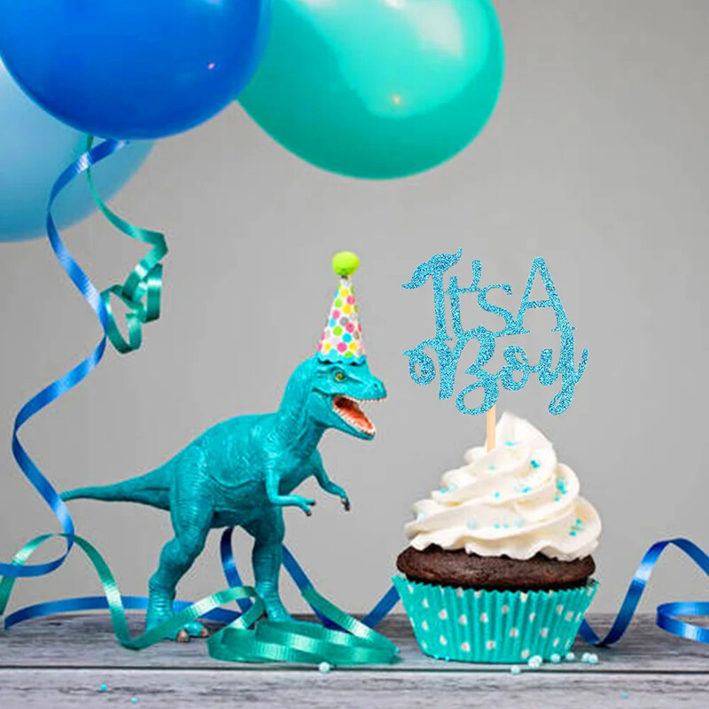 12 db It`s A Boy Girl Cupcake Toppers Tortaválogatás Baby Show-hoz 1. születésnap Neme Felfedi Party Dekoráció