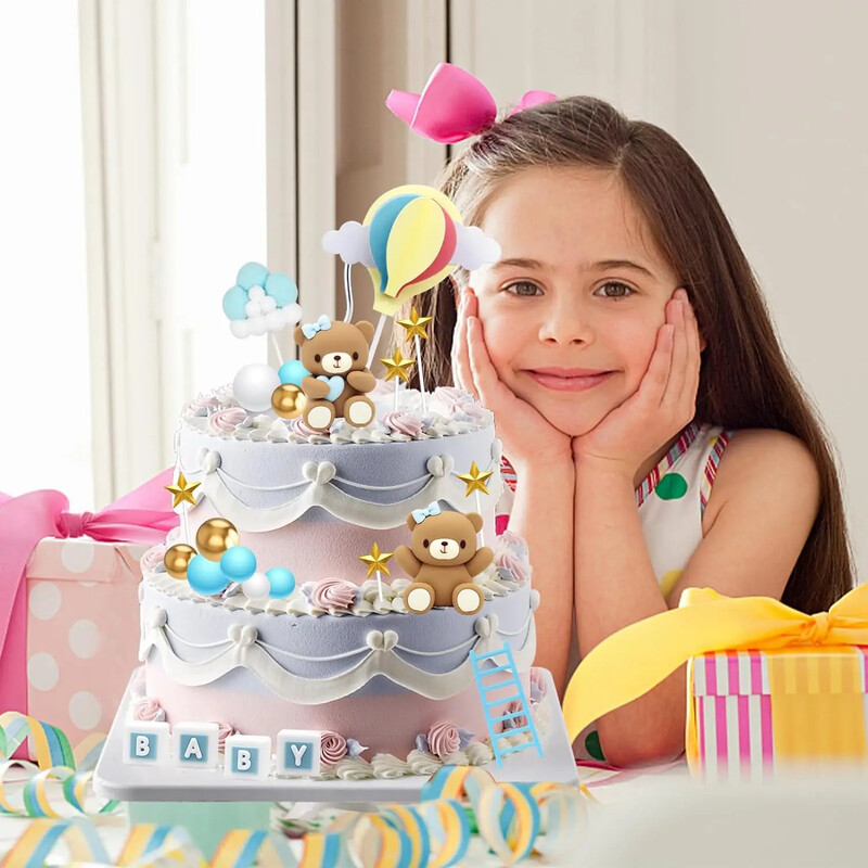 Medvebabák tortadísz tortafestő gyerekjáték kisfiú lánynak 1. születésnapos babazuhany Neme Barkácsolás partikellékek