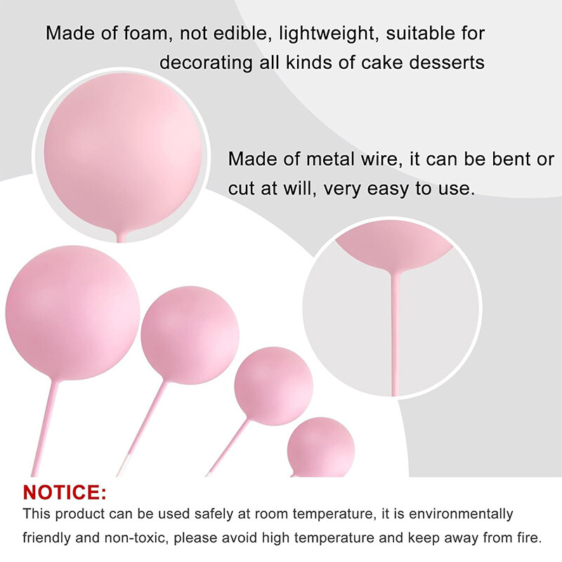 20 db Rózsaszín golyós tortafeltét Díszítések Barkácsolás habgolyós tortabetét Cupcake Toppers Házassági évfordulós születésnapi parti kellékek