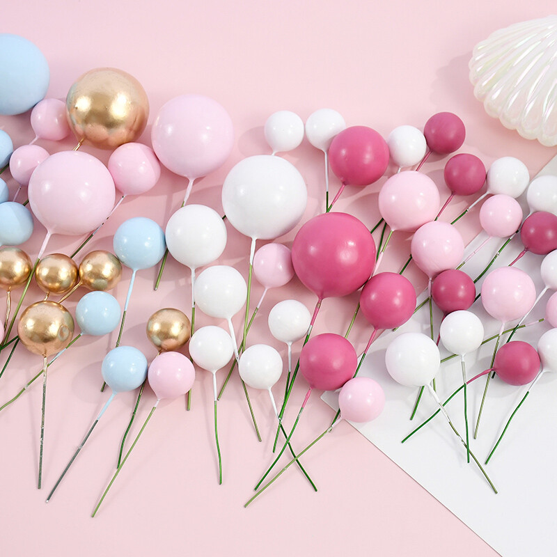 32db Rózsaszín Arany Golyós tortafesték Gyöngygolyók Cupcake Toppers Zászló Gyerekeknek Születésnapi Esküvői Torta dekorációs Eszközök Babazuhany