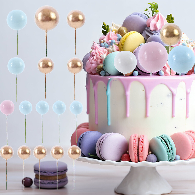 32db Rózsaszín Arany Golyós tortafesték Gyöngygolyók Cupcake Toppers Zászló Gyerekeknek Születésnapi Esküvői Torta dekorációs Eszközök Babazuhany