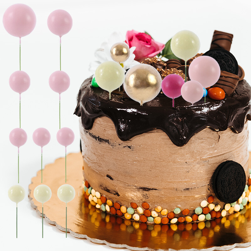 32db Rózsaszín Arany Golyós tortafesték Gyöngygolyók Cupcake Toppers Zászló Gyerekeknek Születésnapi Esküvői Torta dekorációs Eszközök Babazuhany