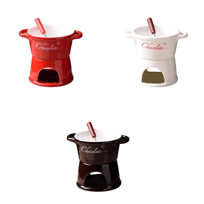 Ghiveci pentru fonduă de ciocolată Aparate de bucătărie Set oală pentru fondue Oală de topire din porțelan pentru bomboane Desert Supă de gătit Cina