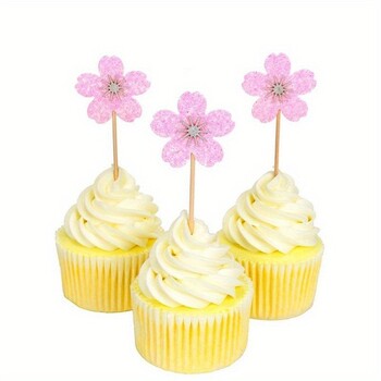 10 бр. Cherry Blossoms Cupcake Topper Клечка за зъби Десертни Toppers Избор на декорация на торта за сватба, рожден ден Консумативи