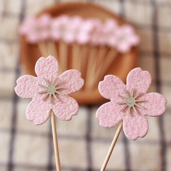 10 бр. Cherry Blossoms Cupcake Topper Клечка за зъби Десертни Toppers Избор на декорация на торта за сватба, рожден ден Консумативи