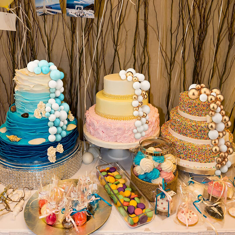 Kék tortafeltét golyók Cupcake topper sütődíszek Fehérarany barkács tortabetét Topperek Baby Shower Fiú születésnapi parti dekoráció