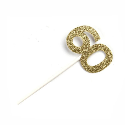 12 τμχ Gold Glitter Number 30 40 50 60 70 Cupcake Toppers for 30th 40th 50th 60th 70th Birthday Party Cake Decoration