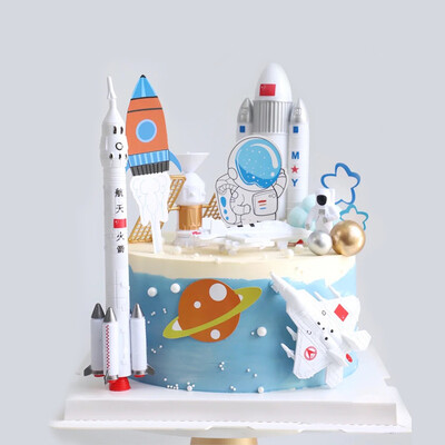 Astronaut Cake Διακόσμηση Planets Topper Spaceman Στολίδια ψησίματος για Kid Boy Universe Outer Space πάρτι γενεθλίων