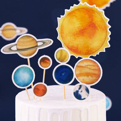 Astronaut Cake Διακόσμηση Planets Topper Spaceman Στολίδια ψησίματος για Kid Boy Universe Outer Space πάρτι γενεθλίων